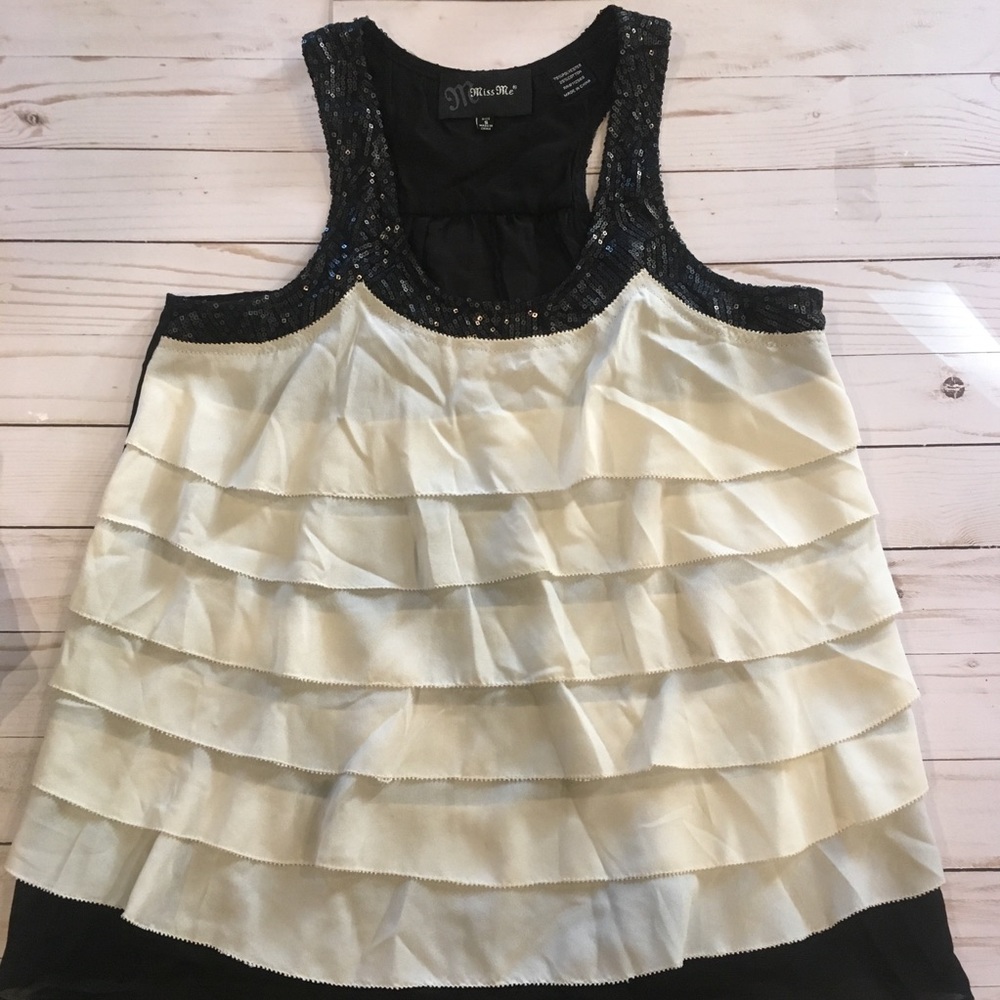 Miss Me Cream and Black Top Size-Small